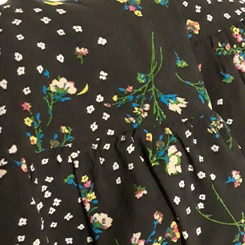 Art Class Floral Long sleeve Ruffle tiered High Neck boho Top Girls XL Women S - Picture 13 of 14